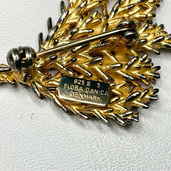 Vtg Danish Sterling Silver Brooch Pin Flora Danica Denmark - Picture 4 of 5